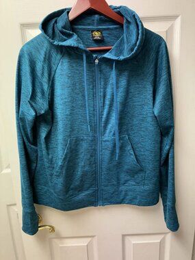 Athletic Works Full Zip Hooded Light Jacket Blue Med 8-10